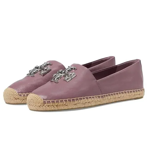 Tory Burch Eleanor Flats Women's US 11 Cipria Leather Slip On Espadrille ZAP719